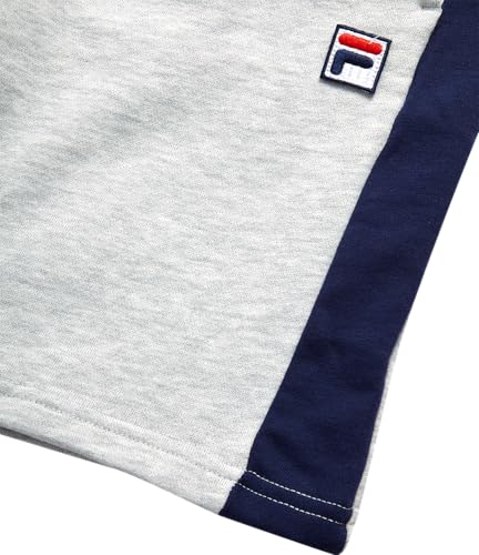 Boys Athletic Shorts - Mesh Fleece Basketball Shorts with Drawstring & Pockets - Heather Grey Side Panel / Size 10-12