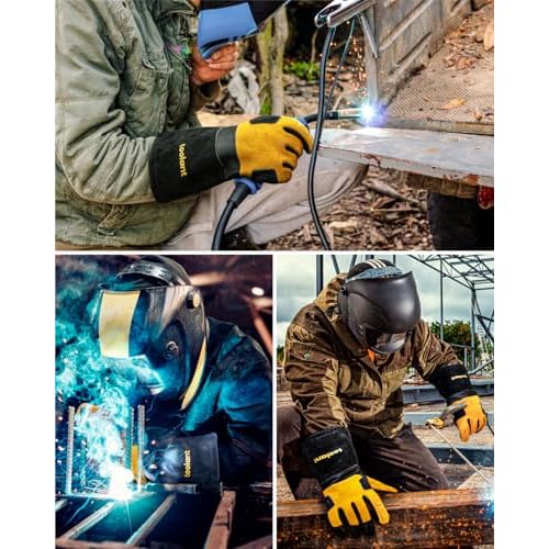toolant Welding Gloves for Men, Leather Cowhide Mig/Stick Welding Gloves, for Welding, for Grill, for Gardening