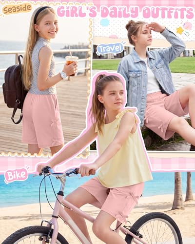 Girls Bermuda Bowknot Shorts - 11-12 Years, Pink