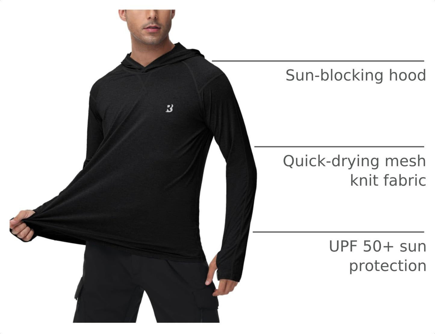 Men's Fishing Rash Guard Shirts - SPF 50+ Long Sleeve UV Sun Protection Shirt for Sports Running Hiking Workout Swimming