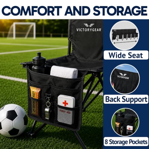 6-Seat Folding Soccer Bench - Portable Team Seating with Pockets