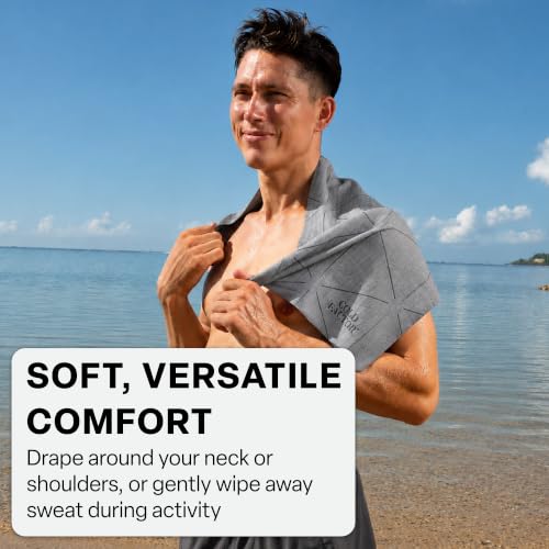 Gray PVA Cooling Towel Neck Wrap - Instant Relief, UPF 50+ Sun Protection, Reusable