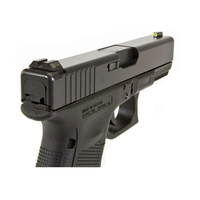 Night Fision Tritium Night Sight Set Compatible with Glock 17/17L/19/22-28/31-35/37-39/45, Yellow Front Ring, U Notch Blank Rear Sight