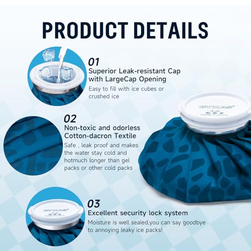 BYXAS 9" Reusable Ice Pack for Injuries – Cold & Hot Therapy, Leak-Proof Large Cap