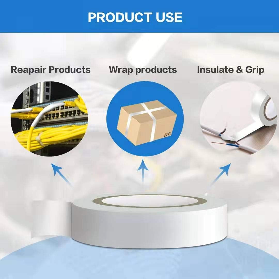 Wapodeai 6PCS White Electrical Tape, Premium White Waterproof Tape, Flame Retardant Indoor Outdoor High Temperature Resistance Electric Tape, 0.62 in X 49 ft