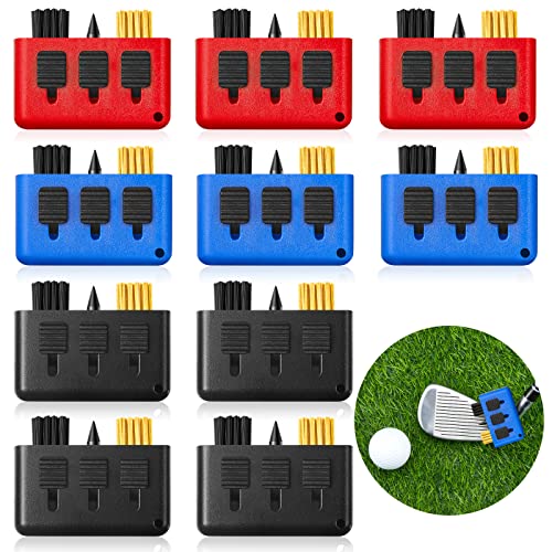 Nuanchu 10 Pcs Retractable Golf Club Brush 3-in-1 with Black, Red, Blue Variants