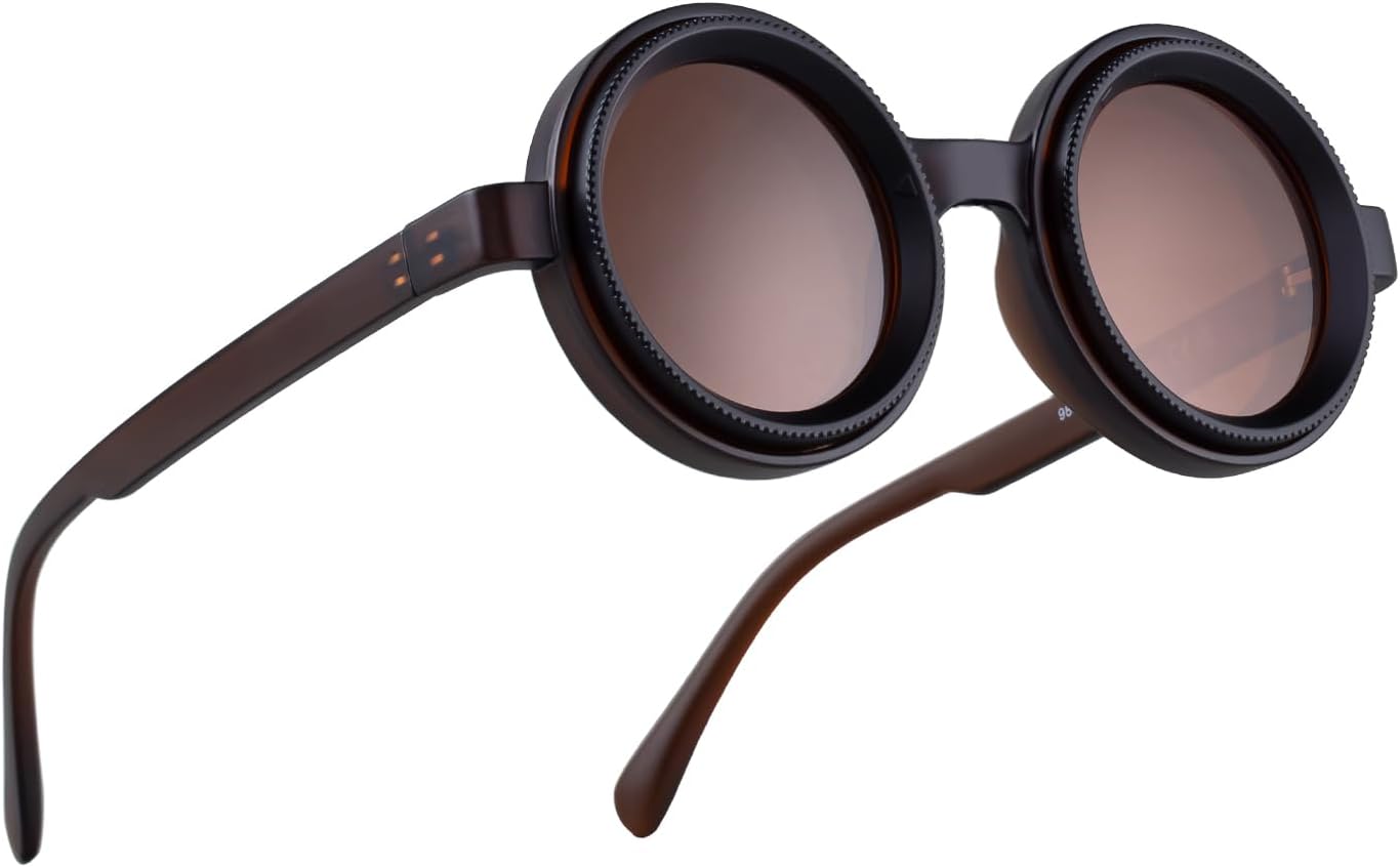 Skiennix Adjustable Tint Nightshift Glasses - Round Polarized ND Filter Lenses | Lightweight PP Frame