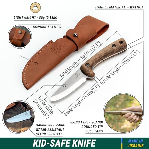 BeaverCraft Kids Scout Knife with Rounded Tip – Safe Whittling Knife for Boys 8-12