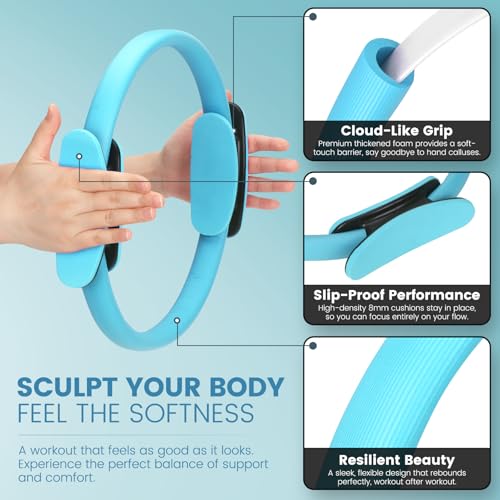 Pilates Kit for Home Workouts - 13PC Resistance Bands Set - Blue