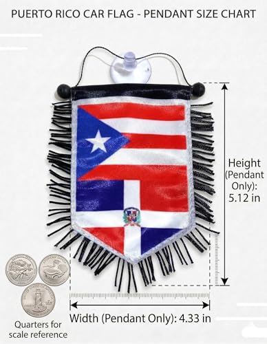 Puerto Rico & Dominican Republic Car Flags - Family Love Gift Set