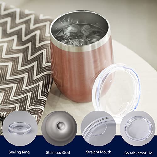 12oz Rose Gold Insulated Wine Tumbler with Lid - 1 Count