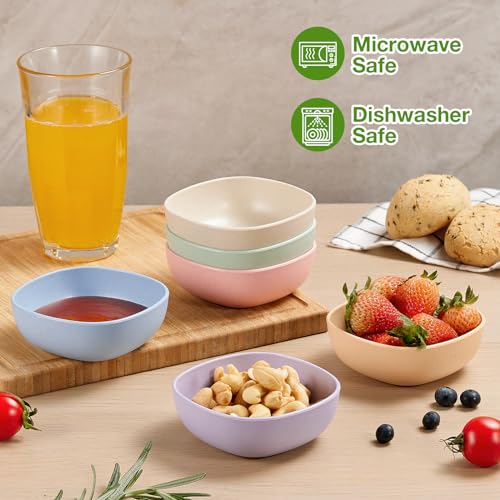 6 Pack Wheat Straw Dipping Bowls - 4.5 OZ Mini Prep Bowls