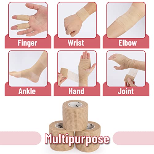 Self-Adhesive Bandage Wrap - Skin Color, 2" x 5 Yards, 6 Pack