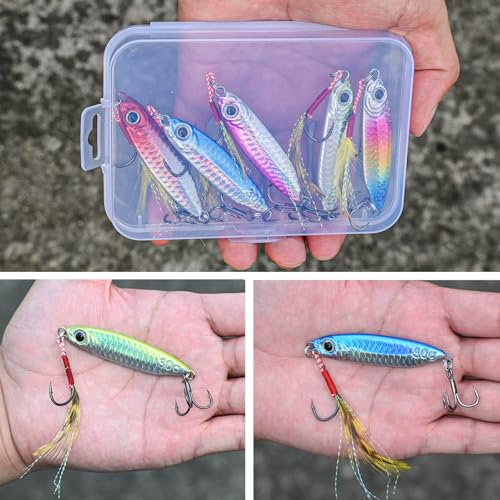 Saltwater Fishing Spoons with Ultra-Sharp Hooks - 5 Pack
