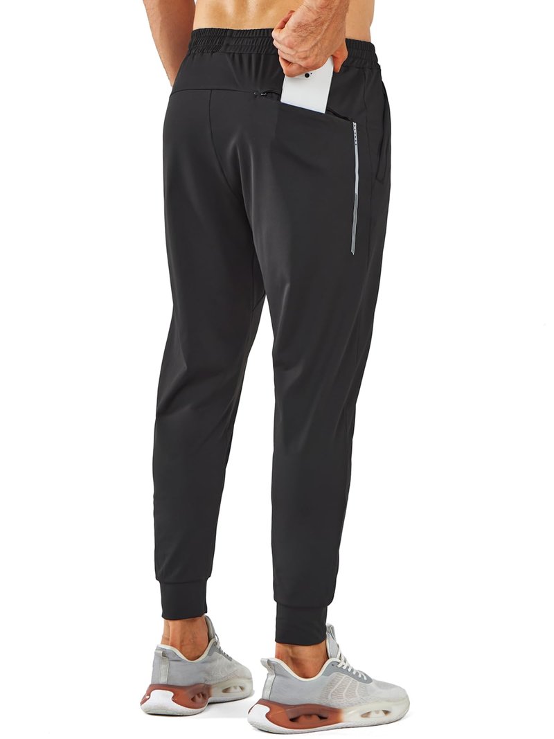 NORTHYARD Men's Running Jogger Pants Athletic Workout Sweatpants with Zipper Pockets Gym Track Jogging Sweatpant Black-L