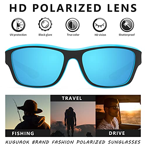 Polarized Sports Sunglasses for Men - Blue Mirror, UV Protection