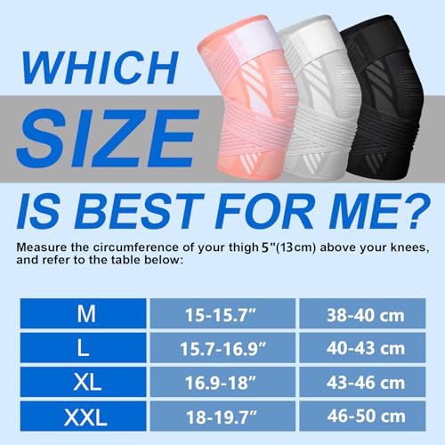 Knee Support Sleeve for Men & Women - Black, Medium