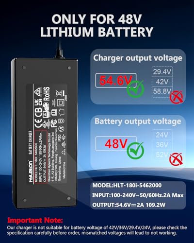 48V Lithium Battery Charger - UL Certified 54.6V 2A for E-Bikes