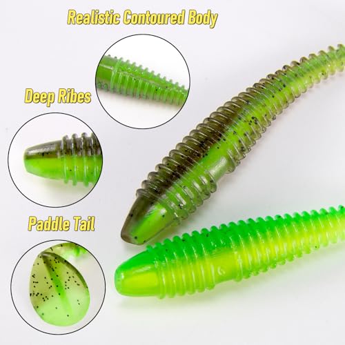 20 Pack Paddle Tail Swimbait Fishing Lures - Blue-White 2''