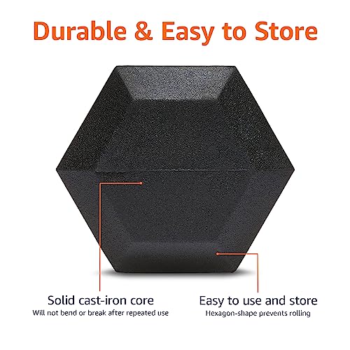 30 lb Rubber Hex Dumbbell for Strength Training and Exercise
