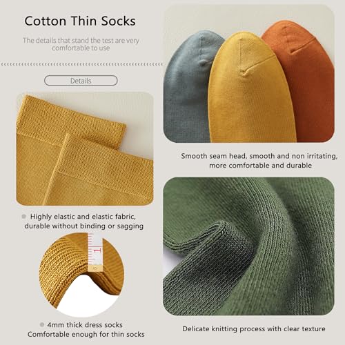Womens Soft Cotton Crew Socks - Thin Above Ankle, 6 Pack