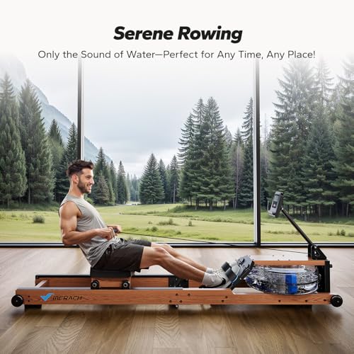 Water Rowing Machine - Foldable Solid Wood with 400LBS Capacity