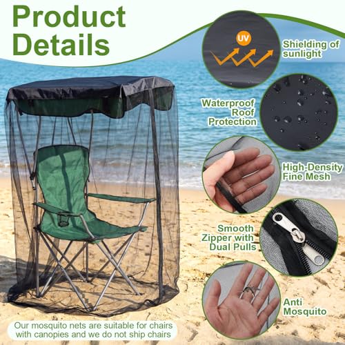 Yahenda Mosquito Net for Canopy Chair 63" H Waterproof Roof Zipper Cover - Fits 32x35"
