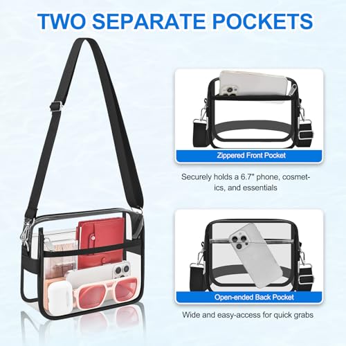 Clear Stadium Approved Bag for Events - Small Mini Purse - Black