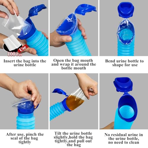 100 Pack Disposable Bags for Portable Emergency Urinal Men and Women,