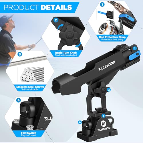 PLUSINNO 2 in 1 Kayak Fishing Rod Holder, Holders for Boat