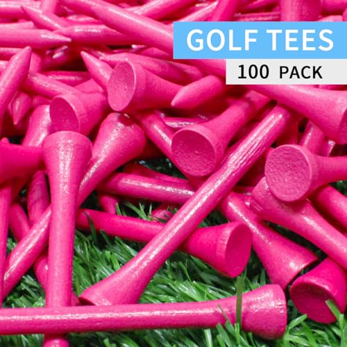 Bamboo Golf Tees 2-1/8 Inch - 100 Pcs Bright Pink