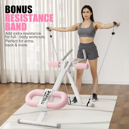Adjustable Ab Trainer Machine - Foldable Core Strength Trainer - Pink