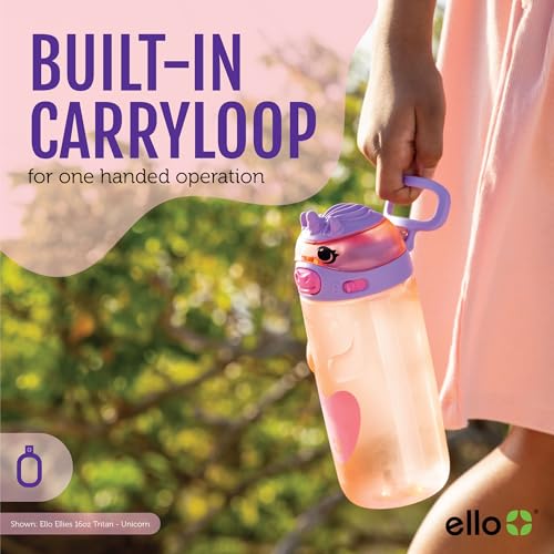 Ello Ellies 16oz BPA-Free Plastic Kids Water Bottle with Dino Design, Leakproof