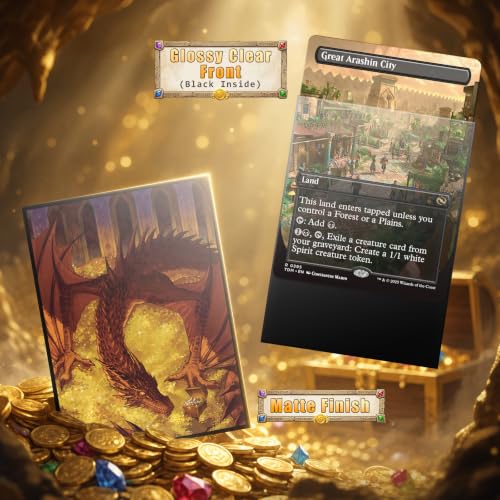 FUNinEDH Dragon the Golden MTG Card Sleeves 100 Count EDH Commander Protective Deck Sleeves