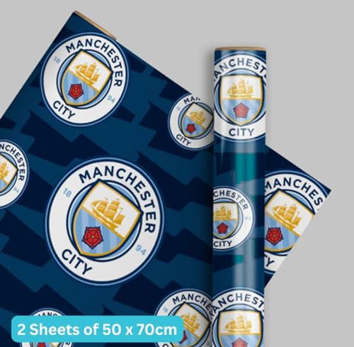 Manchester City FC Gift Wrap - 2 Sheets & 2 Tags