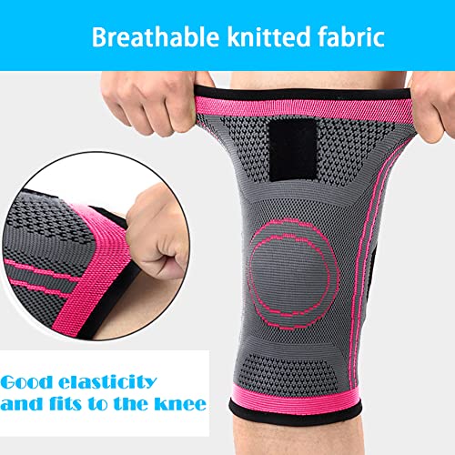 Knee Compression Sleeve with Straps for Men & Women - Small Pink