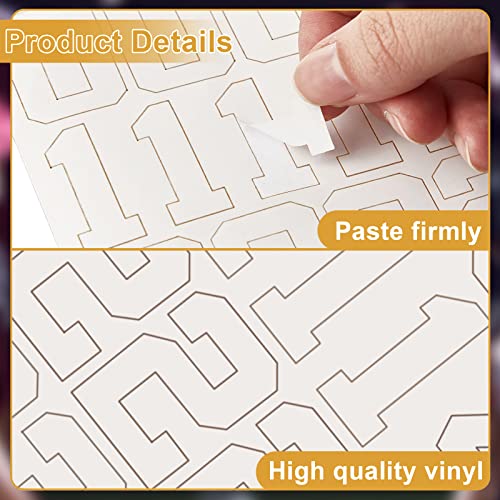 White 102 Pcs Sports Helmet Number Stickers 1.25 Inch for Helmets