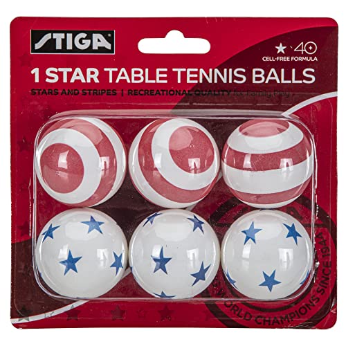 1-Star Table Tennis Balls - 6 Pack Stars and Stripes