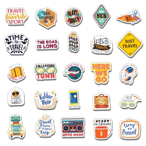 Pack 50 Pcs World Travel Stickers for Water Bottles Waterproof Laptop Luggage Helmet Computer Scrapbooking Teens Adults Girls Boys Funny Aesthetic Sticker Packs Small Vinyl Decals