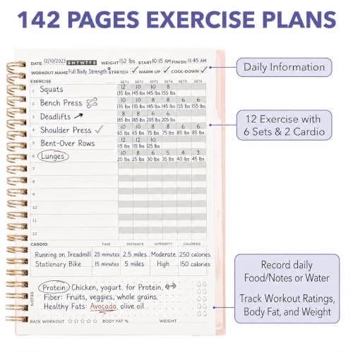 Fitness Workout Journal - 160 Page Gym Log Book - 5.8" x 8.2" - Blush
