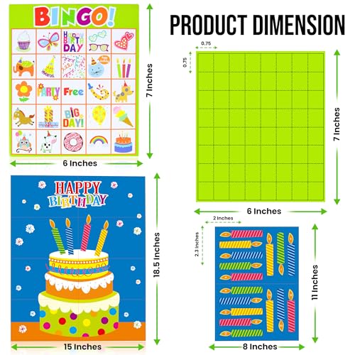 32-Player Birthday Bingo and Pin the Candles Party Game Set