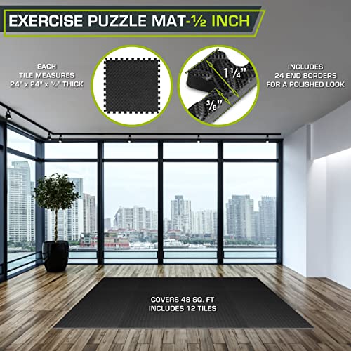 Interlocking Foam Exercise Mat - ½-Inch Thick, 48 SQ FT