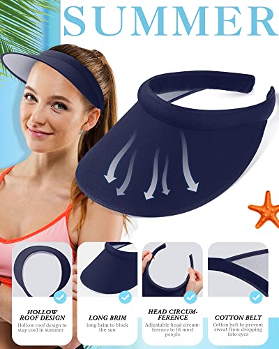 Geyoga 3 Pcs Sun Visor for Women Sports Hat - One Size in Black Navy Blue White