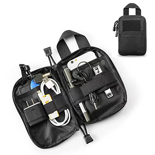 Black Tactical EDC Pocket Organizer Pouch Nylon Molle Multi-Tool Storage