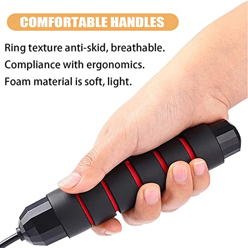 Adjustable Jump Rope for Fitness - Red, Durable PVC Coated Wire