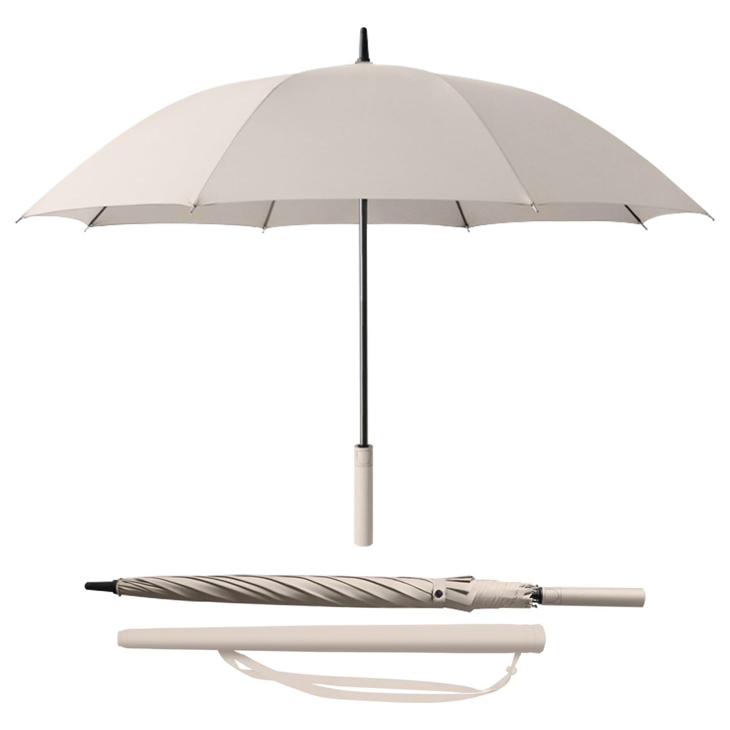 Trenovo Heavy Duty Large Golf Umbrella for Rain, Big Automatic Golf Umbrellas Windproof, 57 Inch Extra Large Oversized Umbrella for Rain Sun for Men Women-Beige