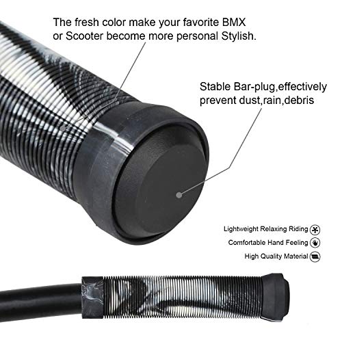 Handlebar Grips - Mixed Color 145mm Soft Grips for Scooter & BMX - Black/White