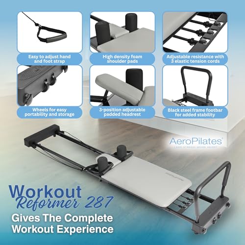 AeroPilates Reformer with Oak Wood Base - Standard Gray