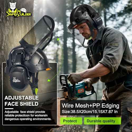 CR99 Forestry Safety Helmet Class C Hard Hats 3 In1 Chainsaw Arborist Helmet with Mesh Face Shield Ear Muffs Hearing Protection ANSI Z89.1