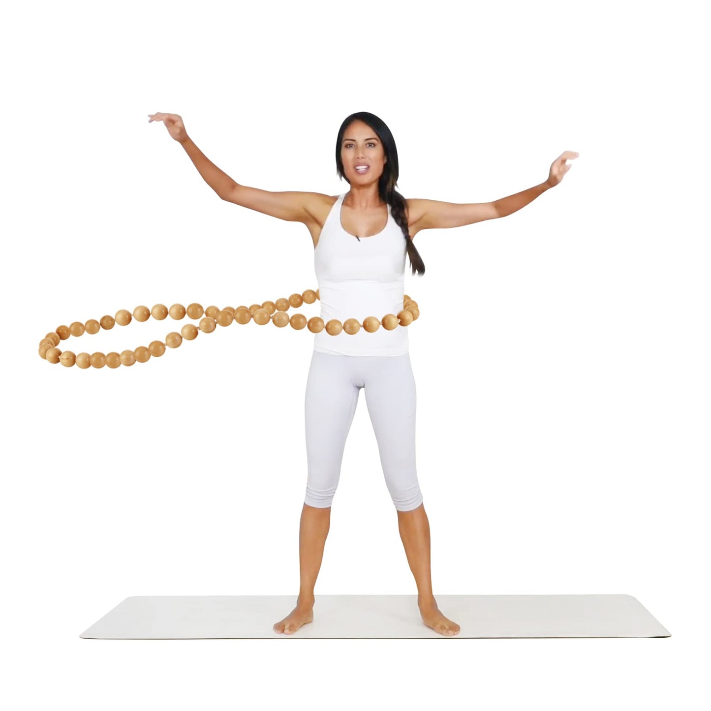 Weighted Wooden Hula Hoop for Fitness & Stress Relief – Natural Round Design with Soothing Wooden Ball Sounds for Deep Relaxation and Effective Exercise – Durable, Eco-Friendly Hoop